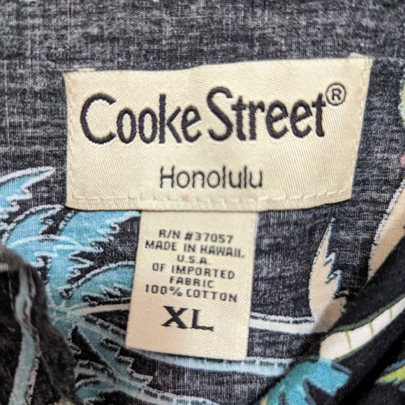 Cooke Street Honolulu Hawaiian Palm Tree Button Down Shirt Size XL - Picture 3 of 3